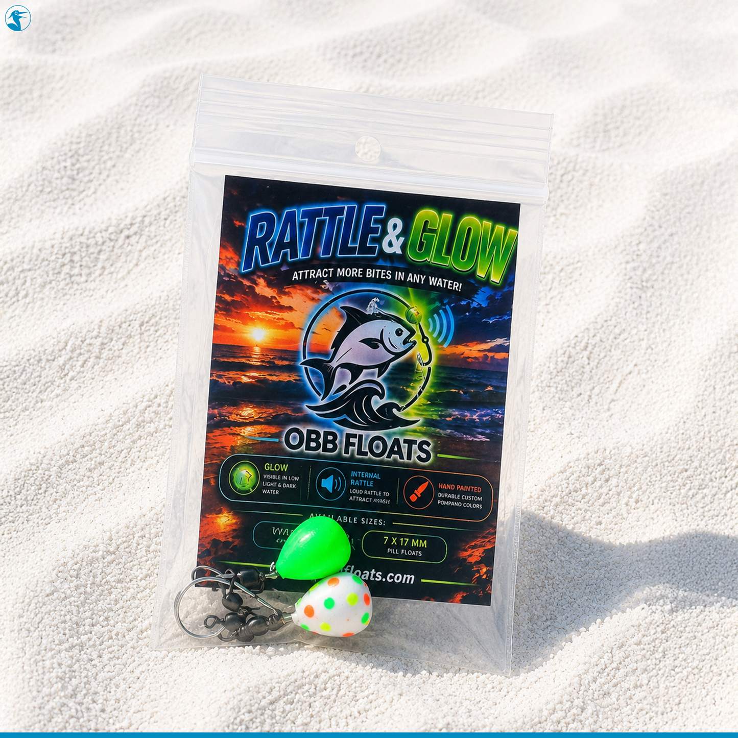 OBB Floats Pompano Rig Rattle & Glow